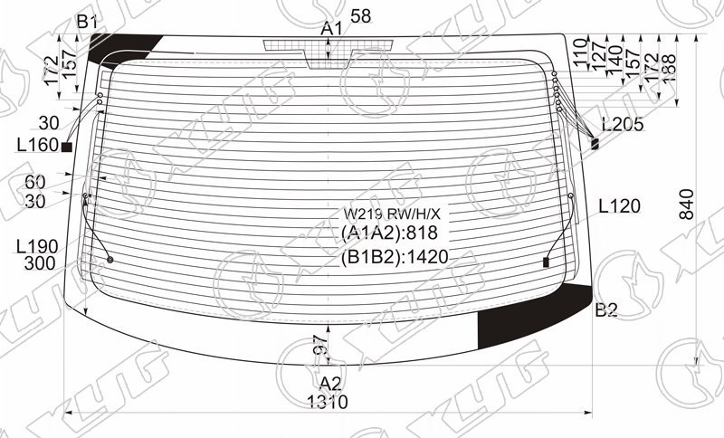 Стекло заднее с обогревом MERCEDES-BENZ CLS-CLASS XYG W219 RW/H/X 