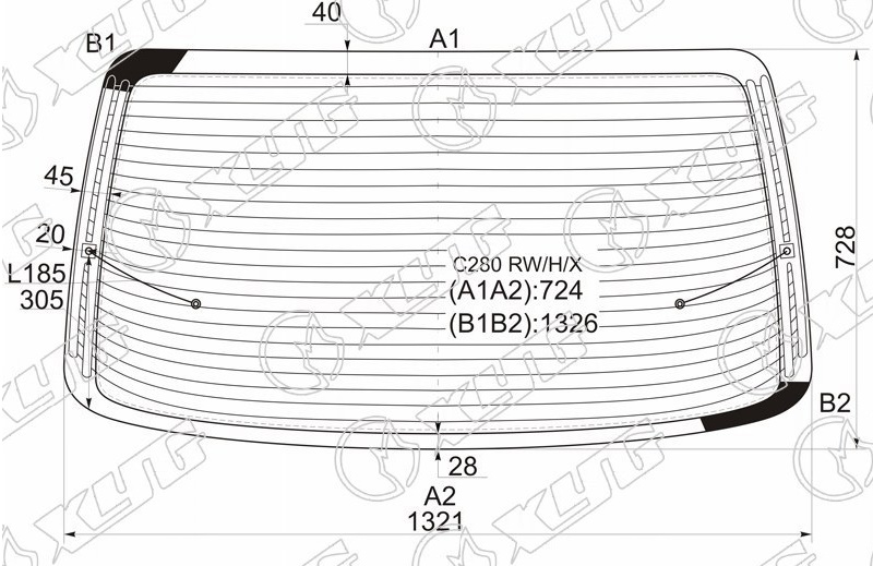 Стекло заднее с обогревом MERCEDES-BENZ C-CLASS XYG C280 RW/H/X 