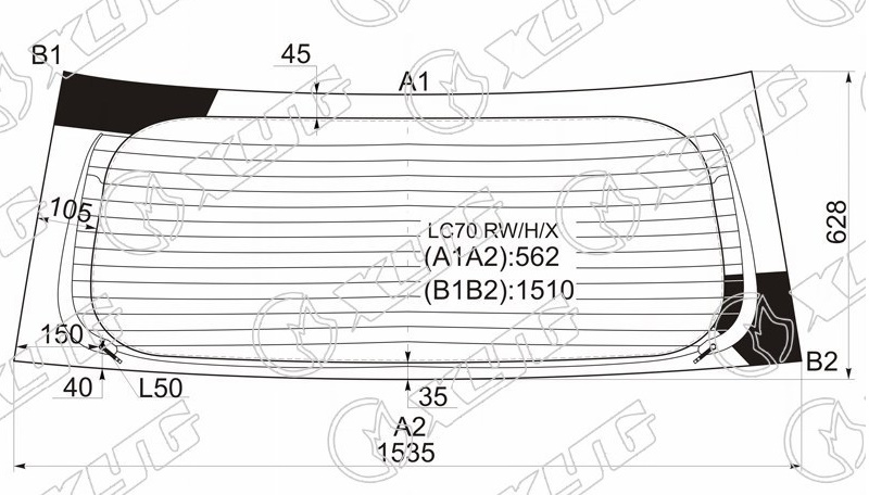 Стекло заднее с обогревом MAZDA MPV XYG LC70 RW/H/X 