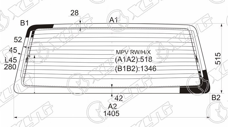 Стекло заднее с обогревом MAZDA MPV XYG MPV RW/H/X 