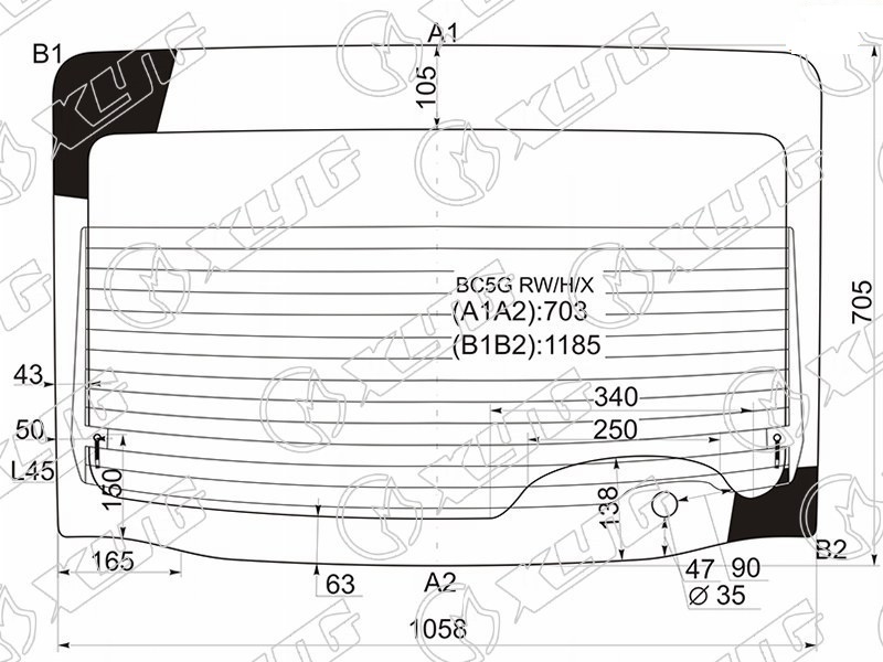 Стекло заднее с обогревом MAZDA FAMILIA XYG BC5G RW/H/X 