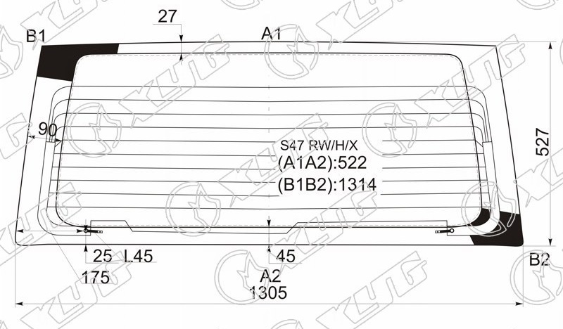 Стекло заднее с обогревом HONDA STEP WAGON XYG S47 RW/H/X 