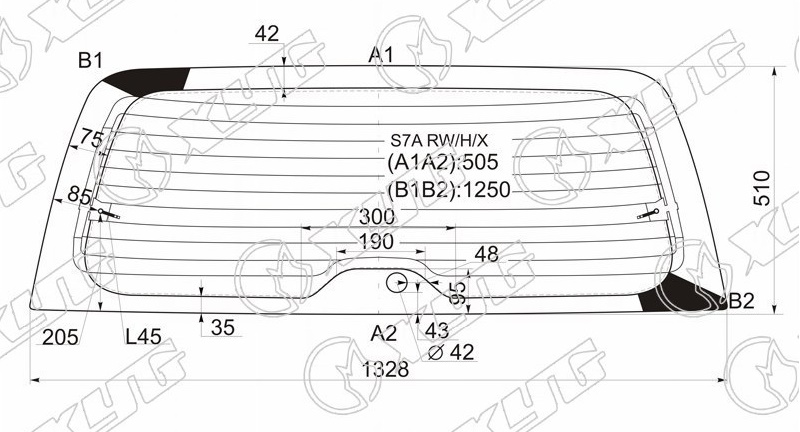 Стекло заднее с обогревом HONDA STREAM XYG S7A RW/H/X 