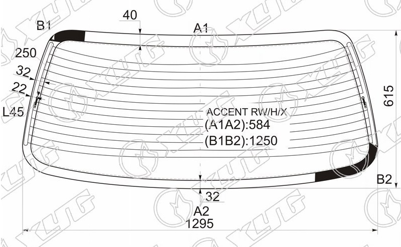 Стекло заднее с обогревом HYUNDAI ACCENT XYG ACCENT RW/H/X 