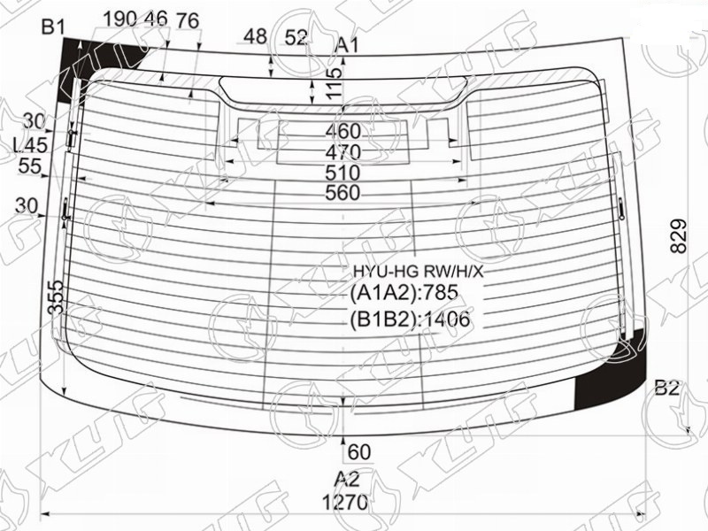 Стекло заднее с обогревом HYUNDAI AZERA, GRANDEUR XYG HYU-HG RW/H/X 