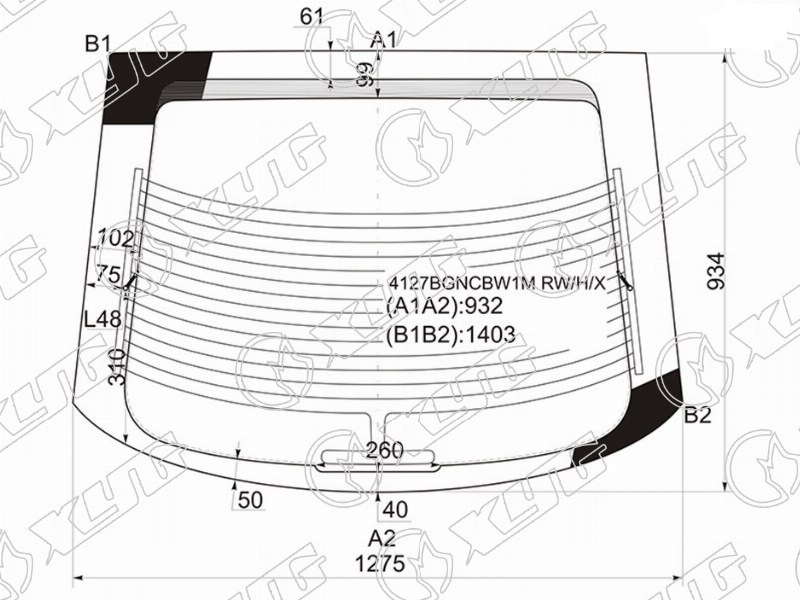 Стекло заднее с обогревом HYUNDAI COUPE, TIBURON, TUSCANI XYG 4127BGNCBW1M RW/H/X 