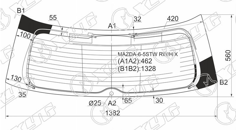 Стекло заднее с обогревом MAZDA 6, ATENZA XYG MAZDA-6-5STW RW/H/X 