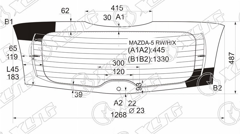 Стекло заднее с обогревом MAZDA 5, PREMACY XYG MAZDA-5 RW/H/X 