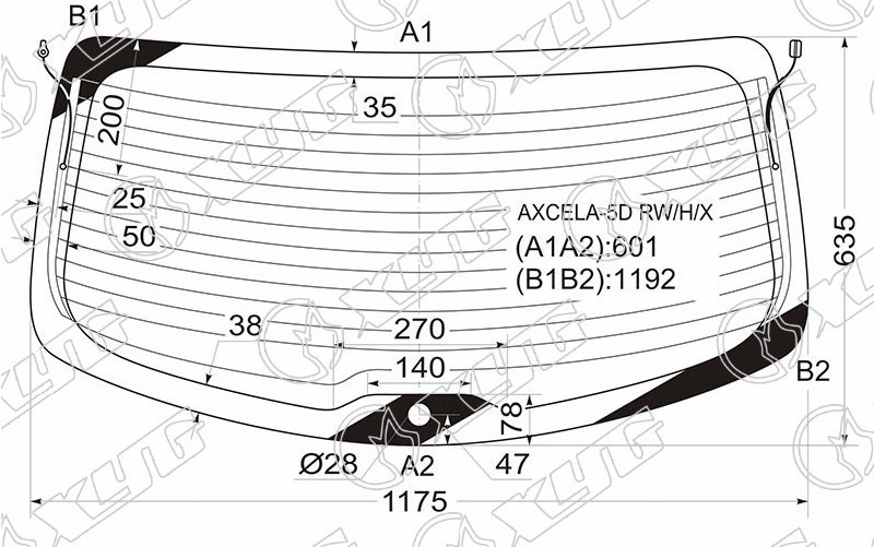 Стекло заднее с обогревом MAZDA 3, AXELA XYG AXCELA-5D RW/H/X 