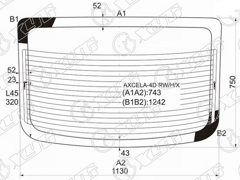 Стекло заднее с обогревом MAZDA 3, AXELA XYG AXCELA-4D RW/H/X 