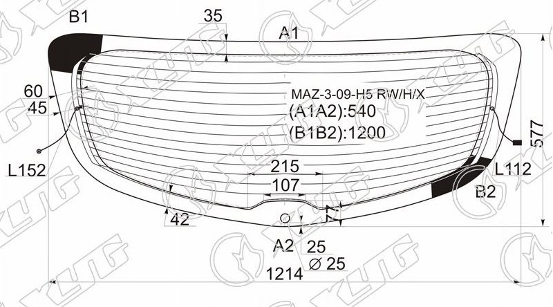 Стекло заднее с обогревом MAZDA 3 XYG MAZ-3-09-H5 RW/H/X 