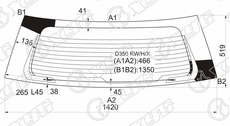 Стекло заднее с обогревом MAZDA 2, DEMIO XYG D350 RW/H/X 