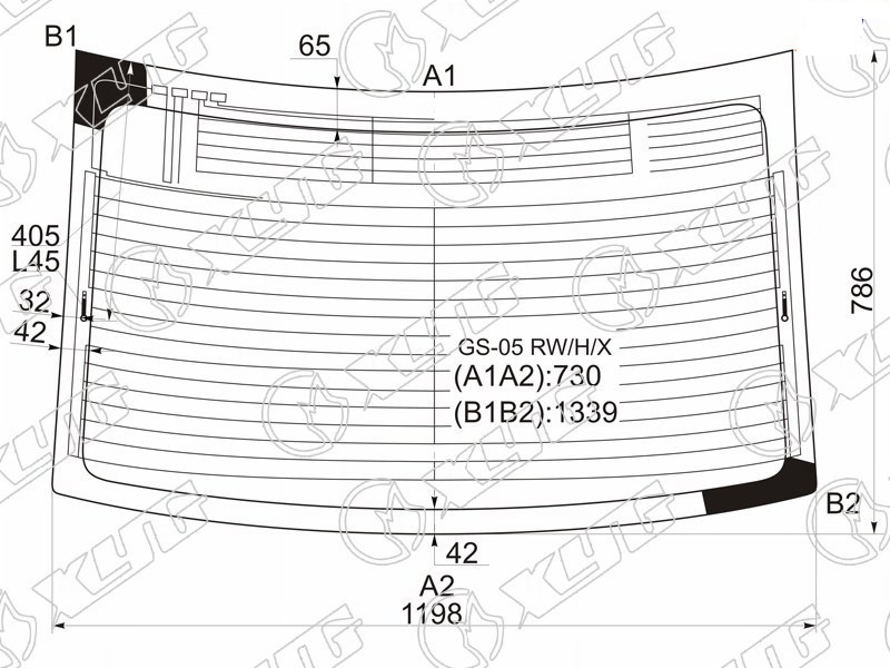 Стекло заднее с обогревом LEXUS GS 300, 350, 430, 460 XYG GS-05 RW/H/X 