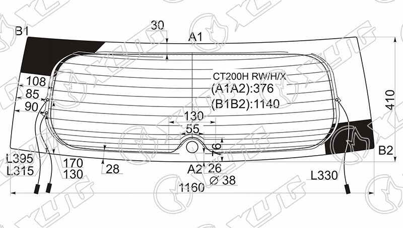 Стекло заднее с обогревом LEXUS CT200H XYG CT200H RW/H/X 