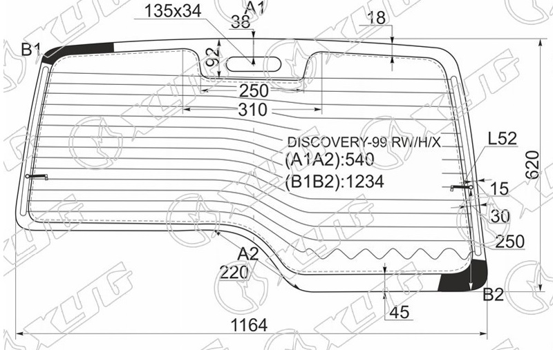 Стекло заднее с обогревом LAND ROVER DISCOVERY XYG DISCOVERY-99 RW/H/X 