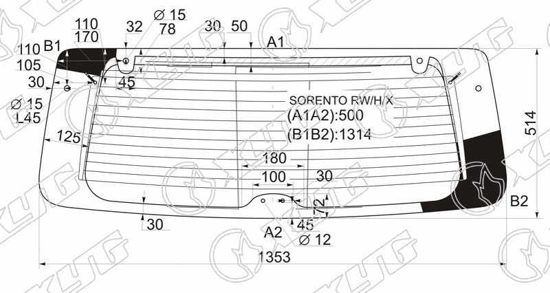 Стекло заднее с обогревом KIA SORENTO XYG SORENTO RW/H/X 