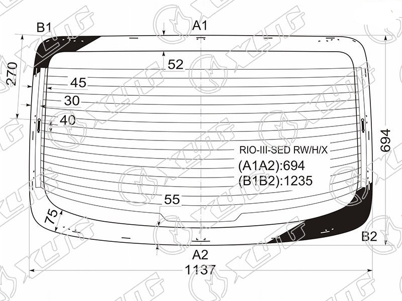 Стекло заднее с обогревом KIA RIO XYG RIO-III-SED RW/H/X 