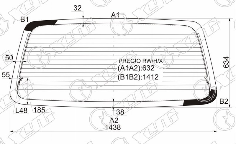 Стекло заднее с обогревом KIA PREGIO VAN XYG PREGIO RW/H/X 