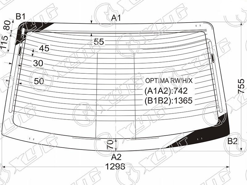 Стекло заднее с обогревом KIA OPTIMA XYG OPTIMA RW/H/X 