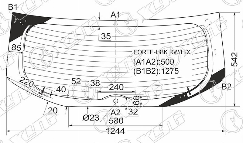 Стекло заднее с обогревом KIA CERATO, FORTE XYG FORTE-HBK RW/H/X 