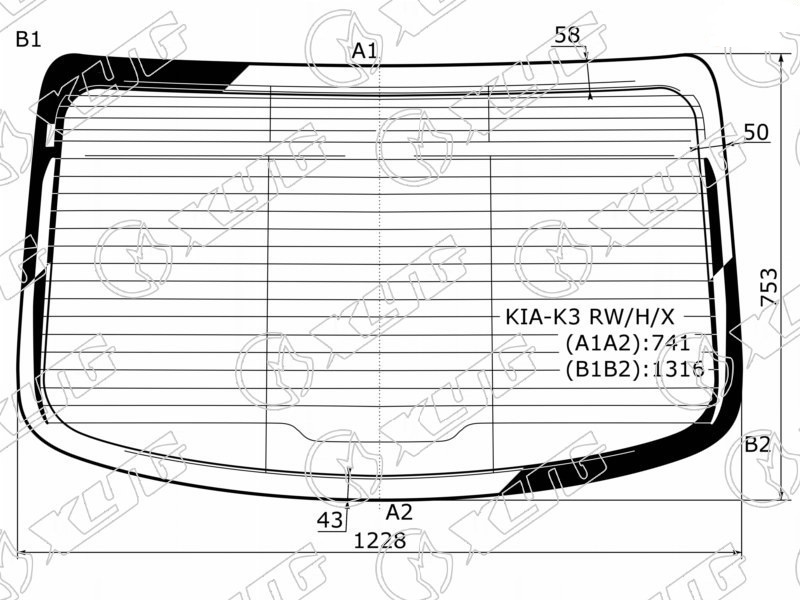 Стекло заднее с обогревом KIA CERATO XYG KIA-K3 RW/H/X 