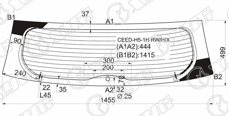 Стекло заднее с обогревом KIA CEED XYG CEED-H5-1H RW/H/X 