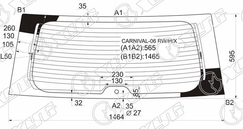 Стекло заднее с обогревом KIA CARNIVAL XYG CARNIVAL-06 RW/H/X 