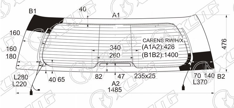 Стекло заднее с обогревом KIA CARENS XYG CARENS RW/H/X 