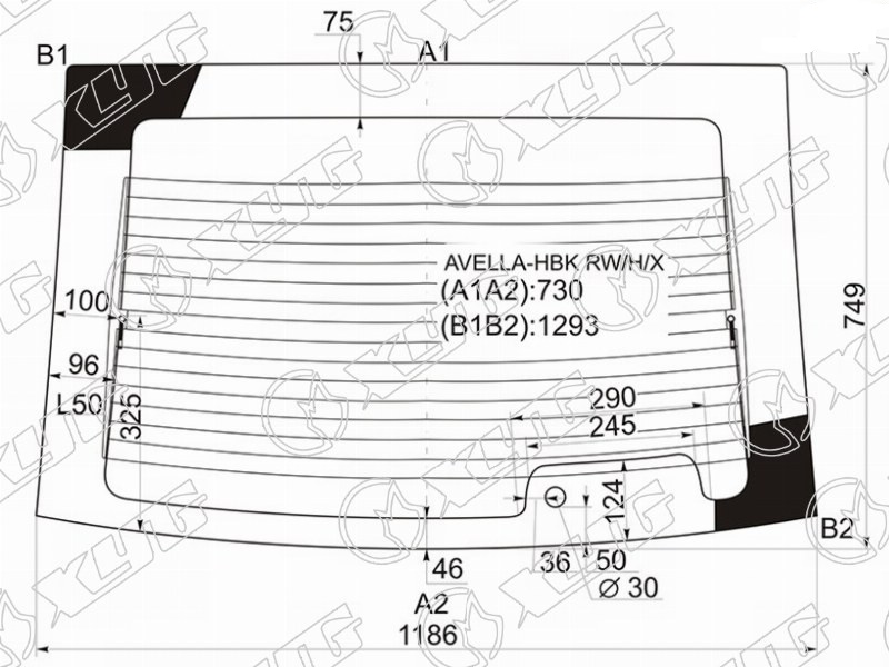 Стекло заднее с обогревом KIA AVELLA XYG AVELLA-HBK RW/H/X 