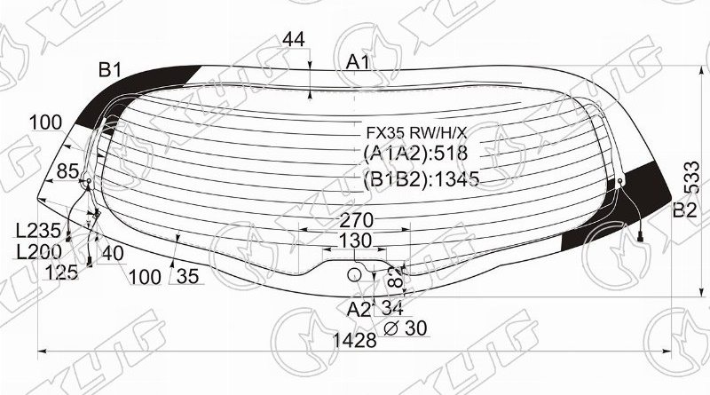 Стекло заднее с обогревом INFINITI FX 35, 45 XYG FX35 RW/H/X 