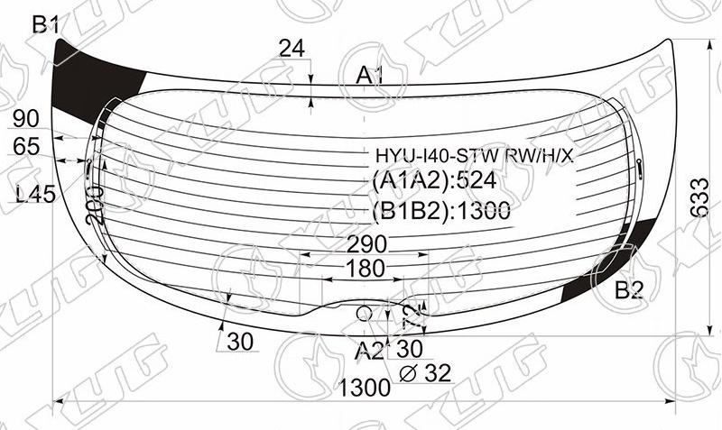 Стекло заднее с обогревом HYUNDAI i40 XYG HYU-I40-STW RW/H/X 