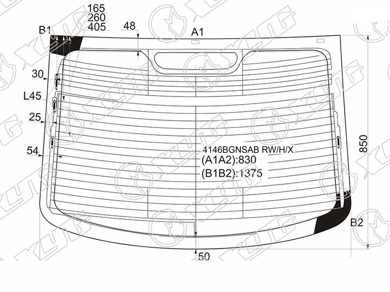 Стекло заднее с обогревом HYUNDAI i40 XYG 4146BGNSAB RW/H/X 