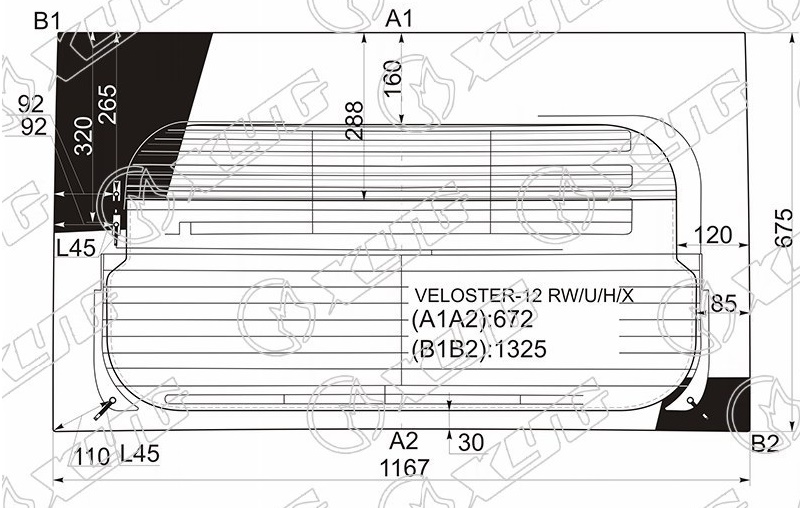 Стекло заднее с обогревом HYUNDAI VELOSTER XYG VELOSTER-12 RW/U/H/X 