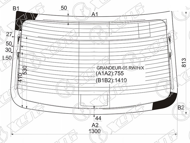 Стекло заднее с обогревом HYUNDAI GRANDEUR, AZERA XYG GRANDEUR-05 RW/H/X 