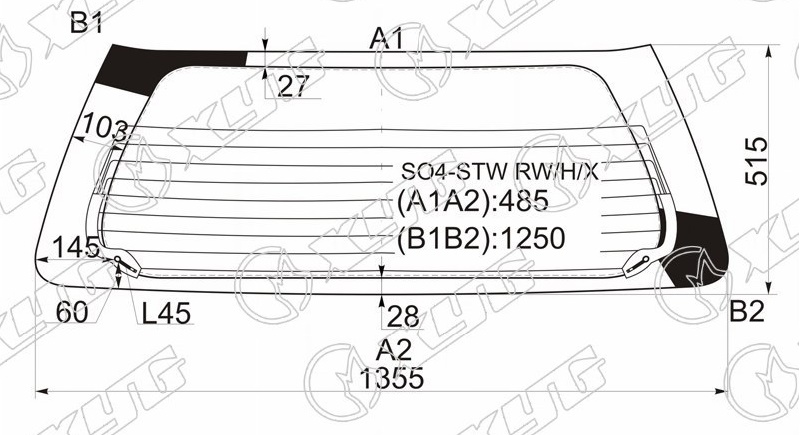 Стекло заднее с обогревом HONDA PARTNER XYG SO4-STW RW/H/X 