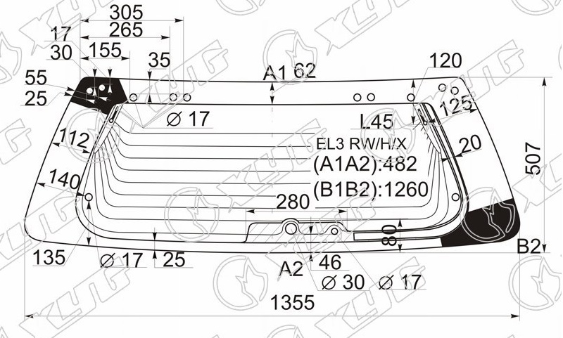 Стекло заднее с обогревом HONDA ORTHIA XYG EL3 RW/H/X 