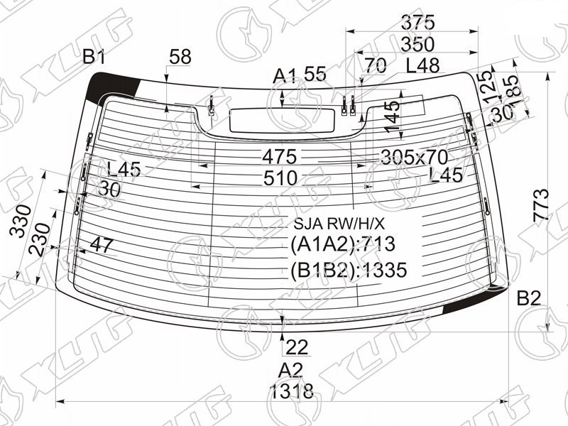 Стекло заднее с обогревом HONDA LEGEND, ACURA RL XYG SJA RW/H/X 