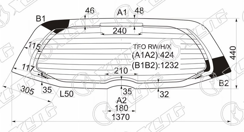 Стекло заднее с обогревом HONDA FIT, JAZZ XYG TFO RW/H/X 