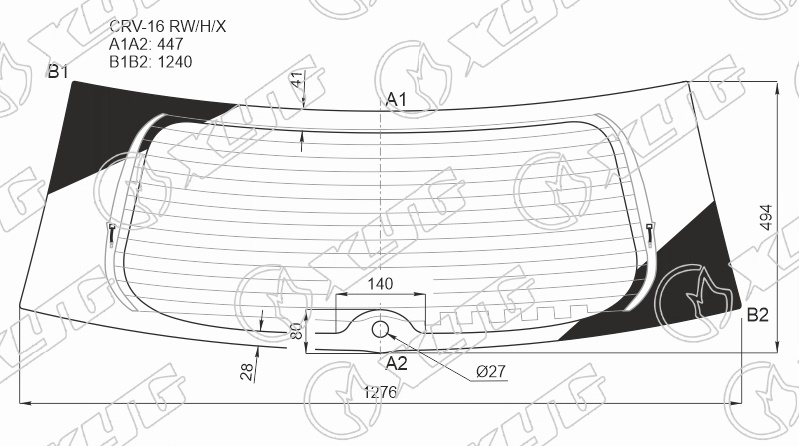 Стекло заднее с обогревом HONDA CR-V XYG CRV-16 RW/H/X 