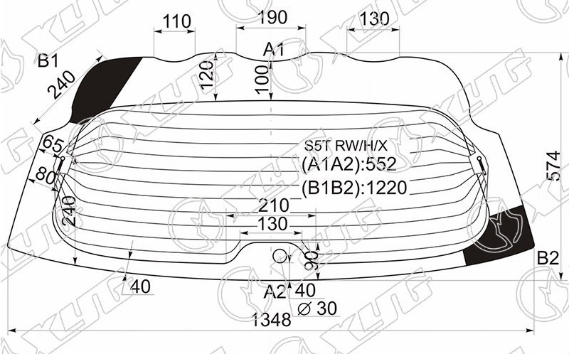 Стекло заднее с обогревом HONDA CIVIC TYPE-R XYG S5T RW/H/X 