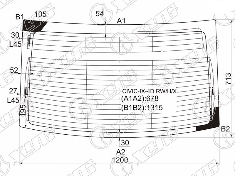 Стекло заднее с обогревом HONDA CIVIC XYG CIVIC-IX-4D RW/H/X 