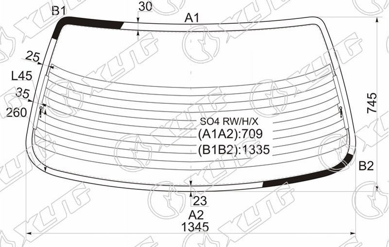 Стекло заднее с обогревом HONDA CIVIC, DOMANI XYG SO4 RW/H/X 