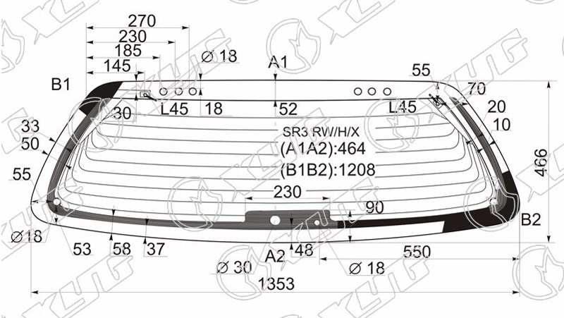 Стекло заднее с обогревом HONDA CIVIC XYG SR3 RW/H/X 