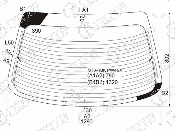 Стекло заднее с обогревом HONDA CIVIC XYG ST3-HBK RW/H/X 