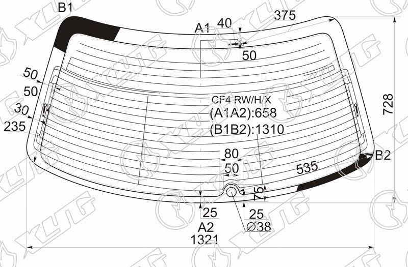 Стекло заднее с обогревом HONDA ACCORD,  TORNEO XYG CF4 RW/H/X 