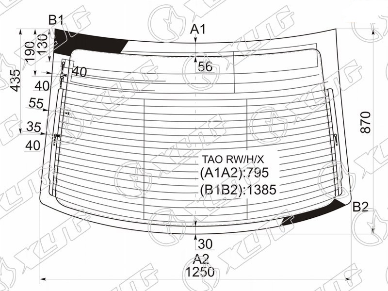 Стекло заднее с обогревом HONDA ACCORD, INSPIRE XYG TAO RW/H/X 