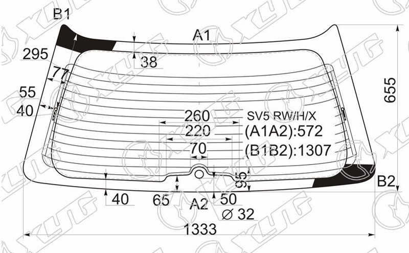 Стекло заднее с обогревом HONDA ACCORD XYG SV5 RW/H/X 