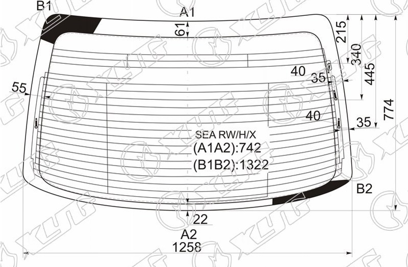 Стекло заднее с обогревом HONDA ACCORD, ACURA TSX XYG SEA RW/H/X 