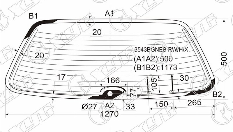 Стекло заднее с обогревом FORD SIERRA XYG 3543BGNEB RW/H/X 