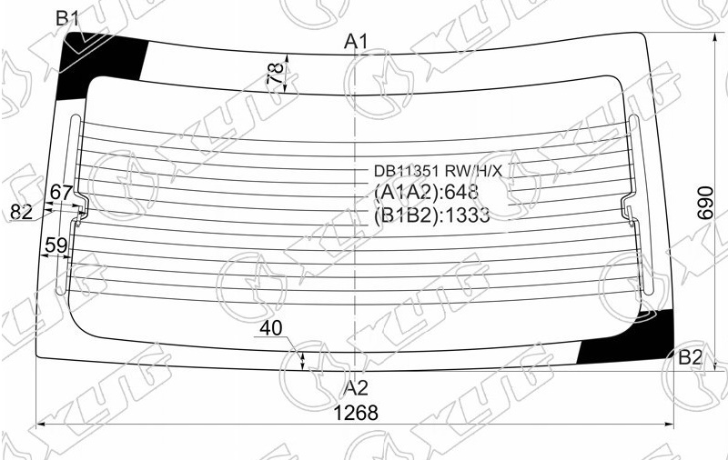 Стекло заднее с обогревом FORD FOCUS XYG DB11351 RW/H/X 